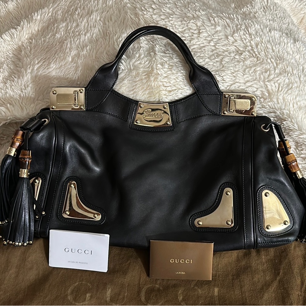 Gucci Black Leather Indy Bag
